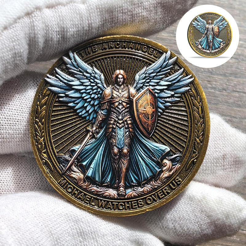 The Archangel Michael Watches Over Us Challenge Coin