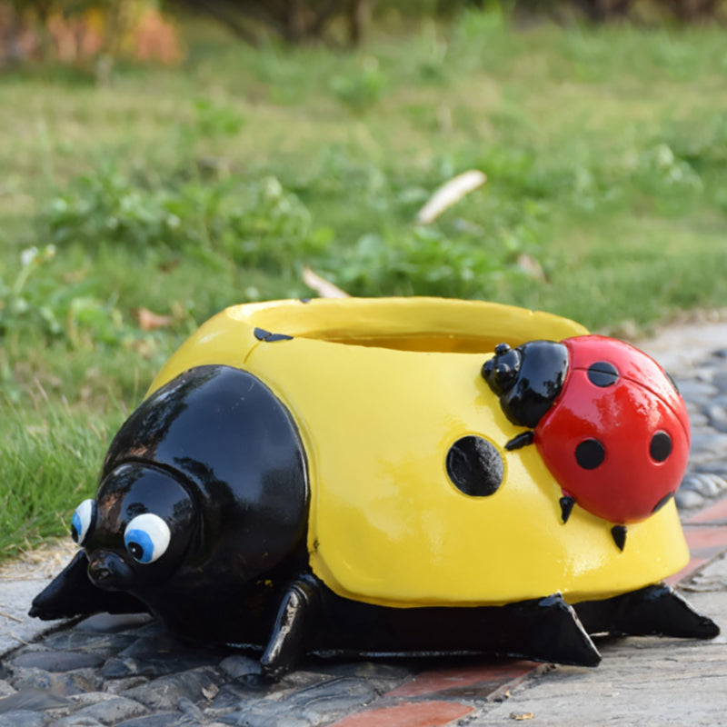 Metal Ladybug Flower Pot