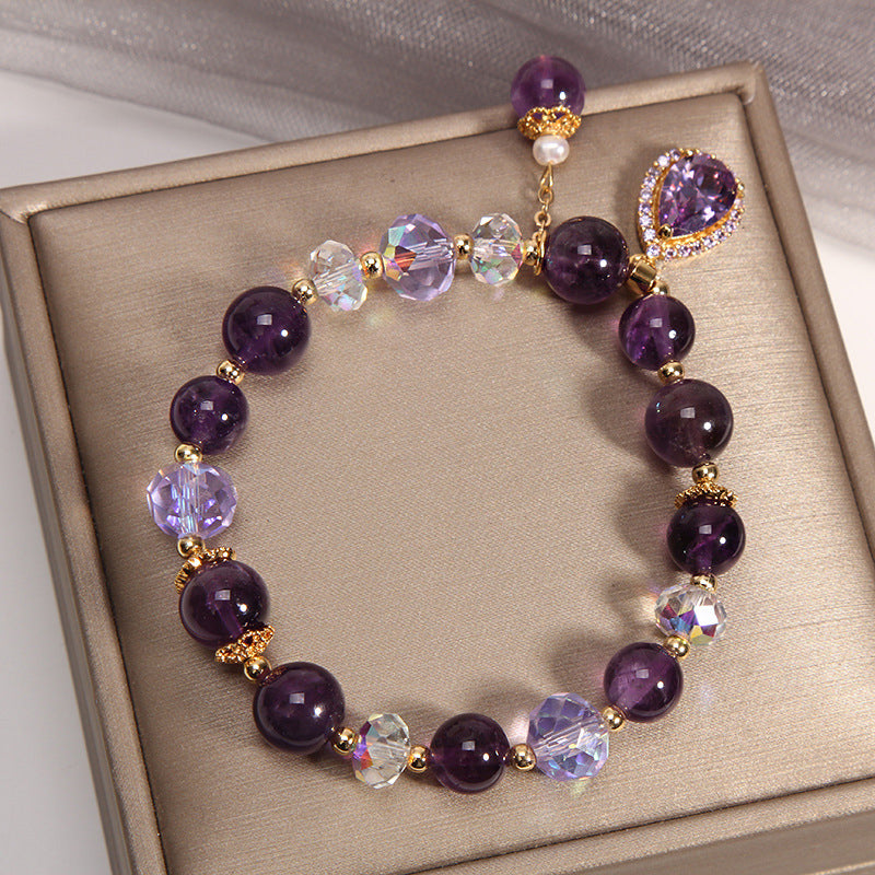 Natural Amethyst Water Drop Bracelet