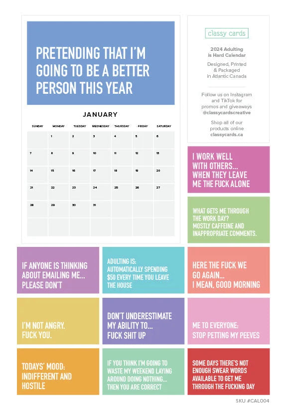 ADULTING IS HARD 2024 CALENDAR