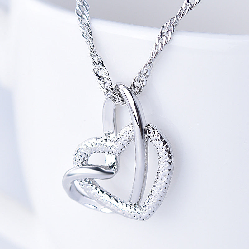 Frosted Double Heart Necklace