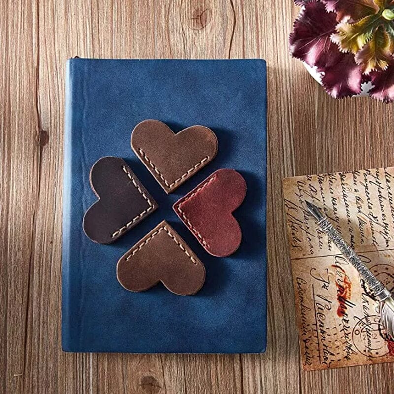 Vintage Leather Heart Bookmark Page Corner