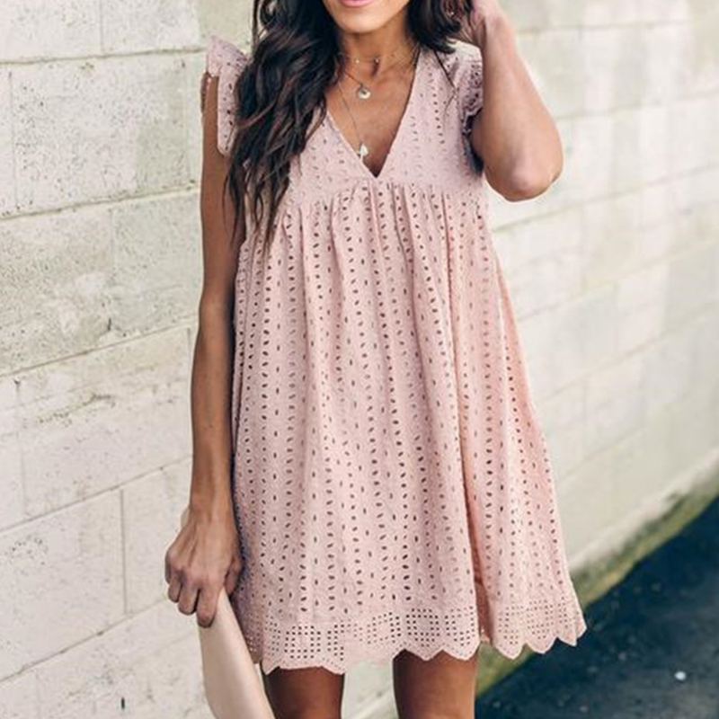 Elegant Lace Hollow Dress – awishday