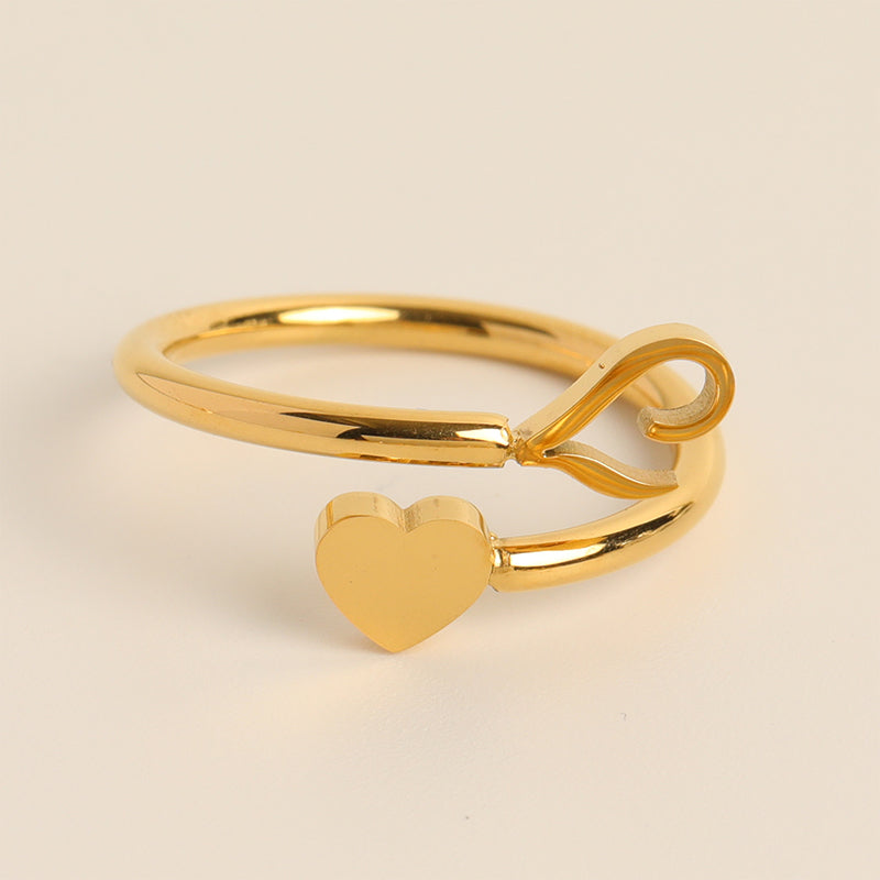 Dainty Initial Heart Ring