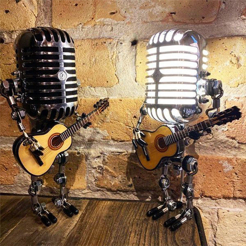 Vintage Microphone Robot Decoration