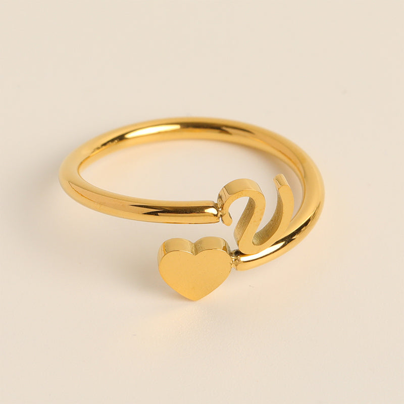 Dainty Initial Heart Ring