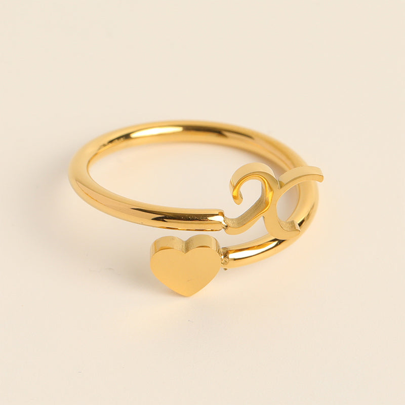 Dainty Initial Heart Ring